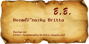 Bozmánszky Britta névjegykártya